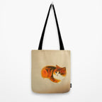 Orange Fluffy Kitten Japanese vintage Woodblock Print Tote Bag Gallery Image 2