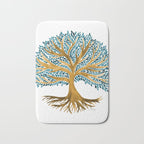 Tree of Life Watercolor - Ochre & Teal Bath Mat Gallery Image 1