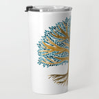 Tree of Life Watercolor - Ochre & Teal Travel Mug Gallery Image 3