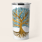 Tree of Life Watercolor - Ochre & Teal Travel Mug Gallery Image 1