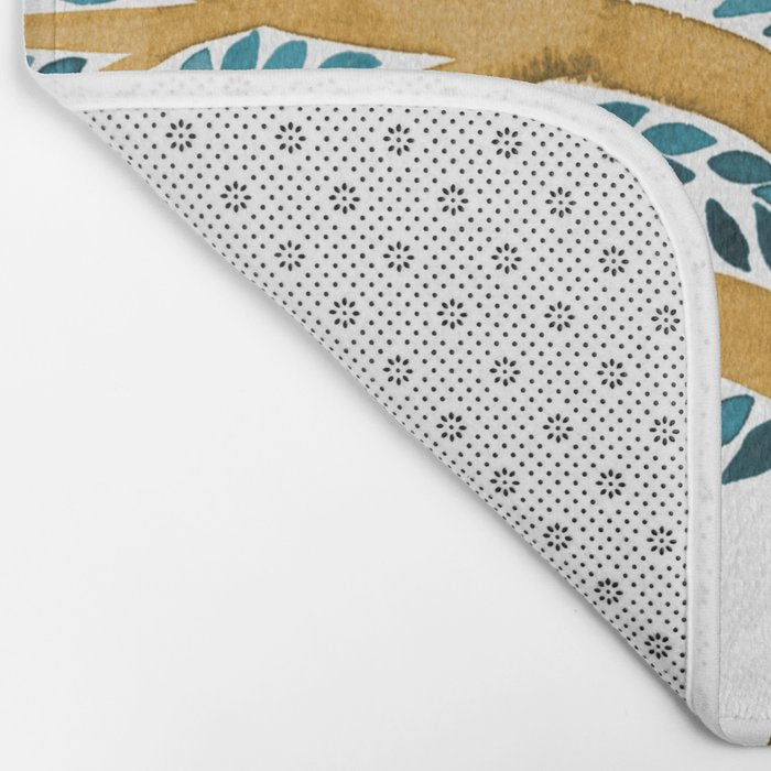 Tree of Life Watercolor - Ochre & Teal Bath Mat Gallery Image 2