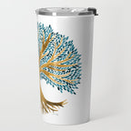 Tree of Life Watercolor - Ochre & Teal Travel Mug Gallery Image 2