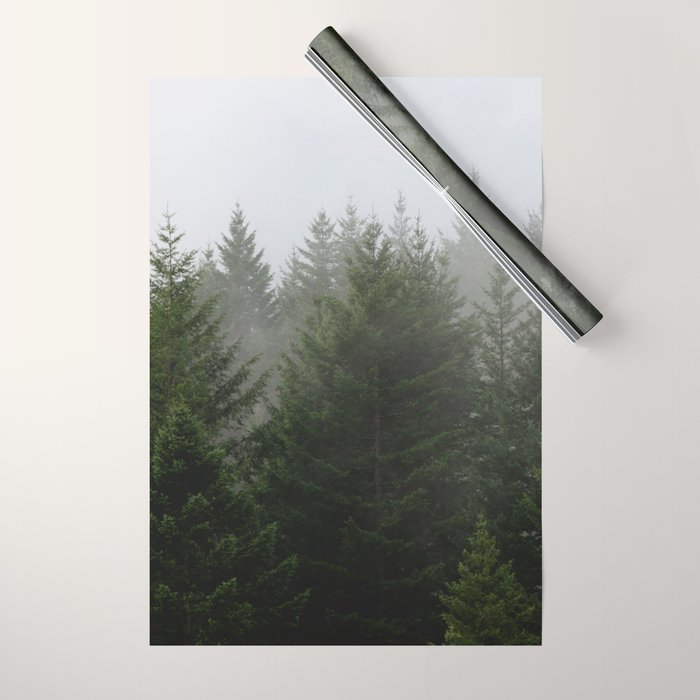 Foggy Trees Pacific Northwest Wrapping Paper Gallery Image 1