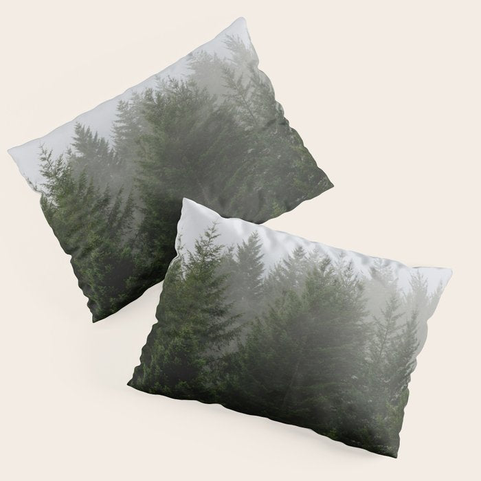 Foggy Trees Pacific Northwest Pillow Sham Gallery Image 1