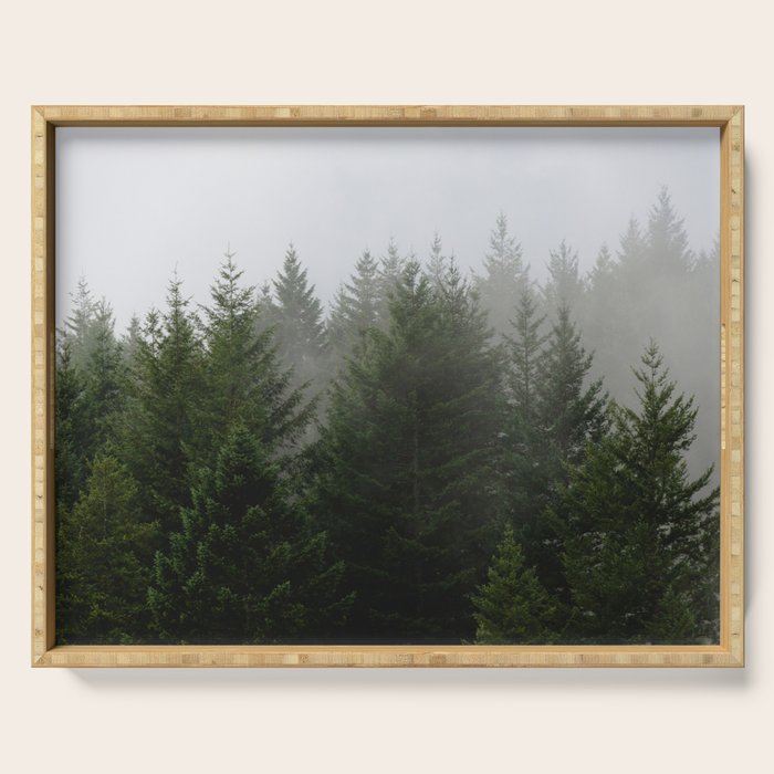 Foggy Trees Pacific Northwest Serving Tray Gallery Image 1