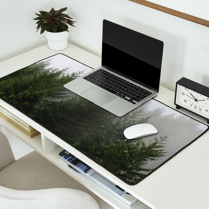 Foggy Trees Pacific Northwest Desk Mat Gallery Image 2