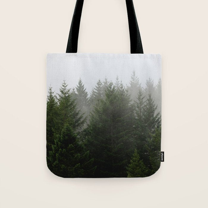 Foggy Trees Pacific Northwest Tote Bag Gallery Image 1