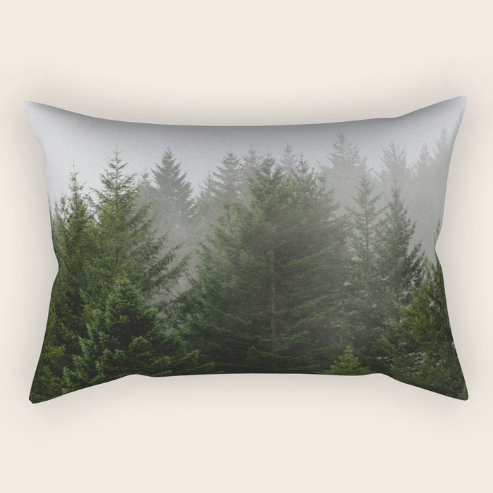 Foggy Trees Pacific Northwest Rectangular Pillow Gallery Image 2