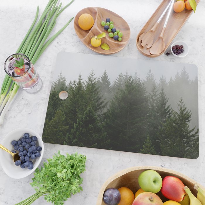 Foggy Trees Pacific Northwest Cutting Board Gallery Image 2