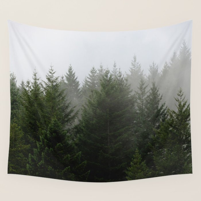 Foggy Trees Pacific Northwest Wall Tapestry Gallery Image 4