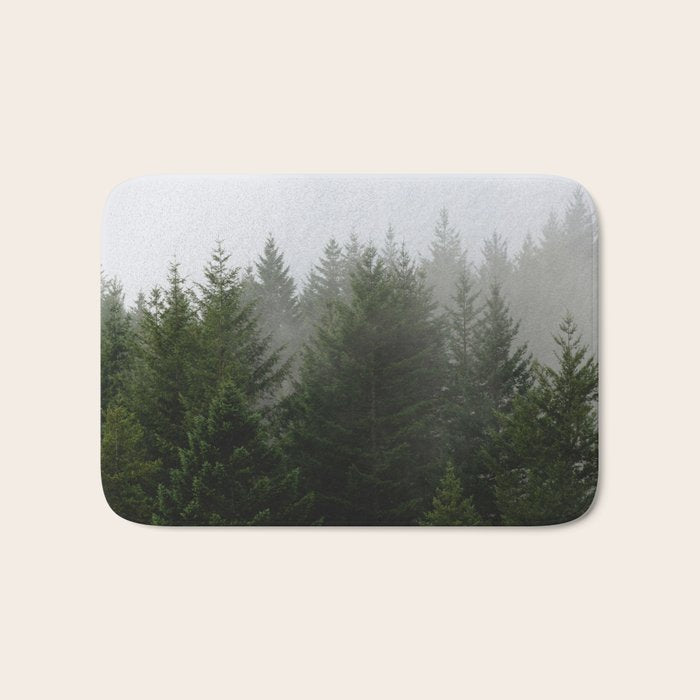 Foggy Trees Pacific Northwest Bath Mat Gallery Image 1