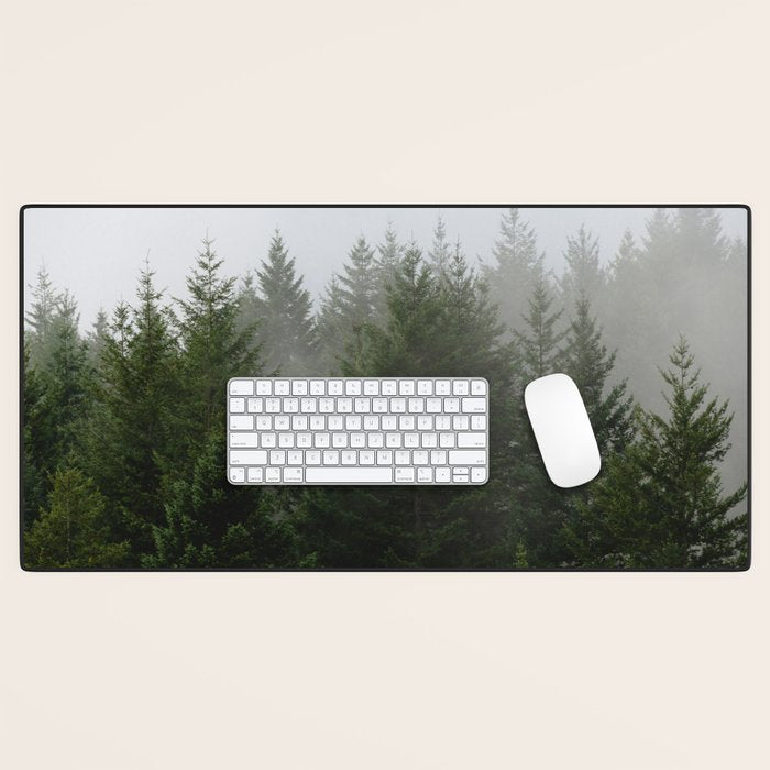 Foggy Trees Pacific Northwest Desk Mat Gallery Image 1