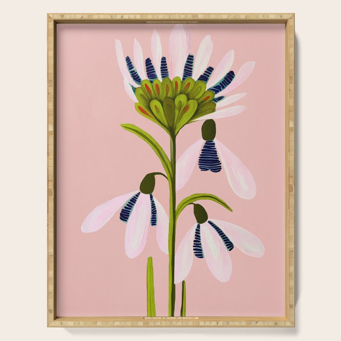 Snowdrop Trio on Blush Pink Serving Tray Gallery Image 1
