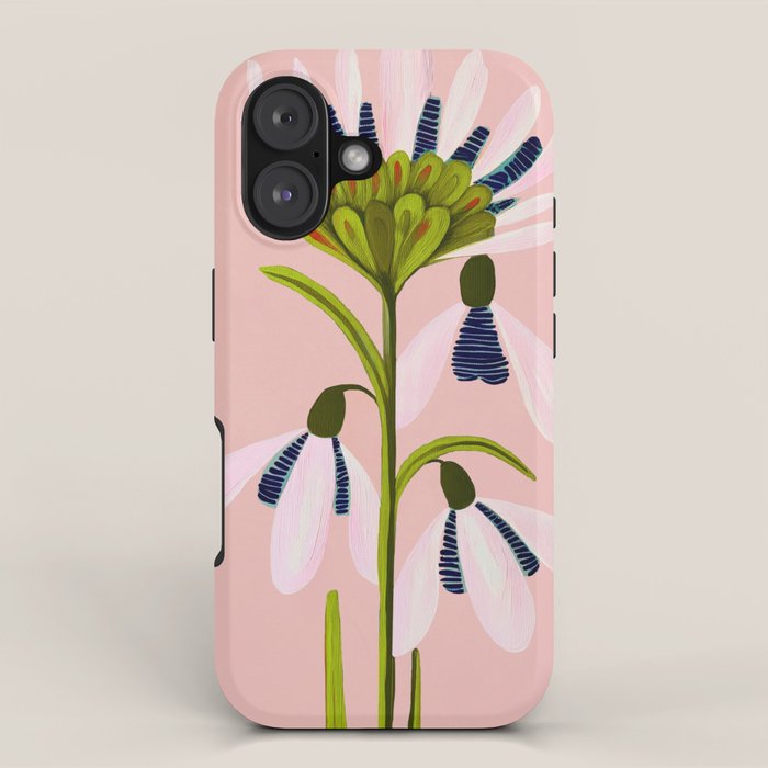 Snowdrop Trio on Blush Pink iPhone Case Gallery Image 1