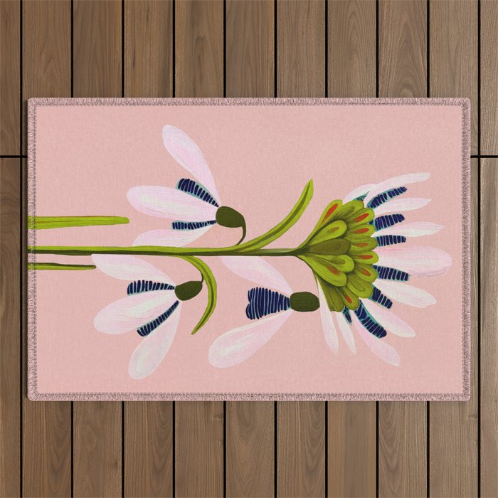 Snowdrop Trio on Blush Pink Outdoor Rug Gallery Image 1