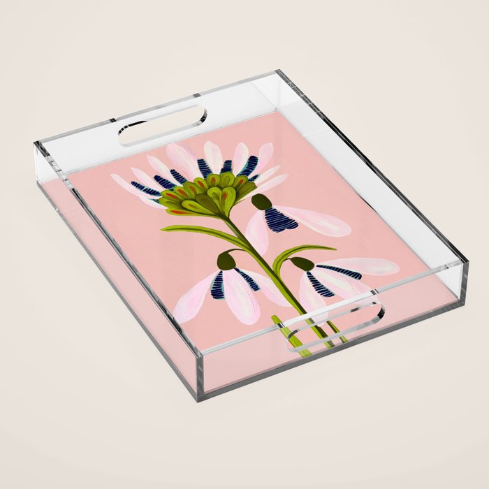 Snowdrop Trio on Blush Pink Acrylic Tray Gallery Image 1