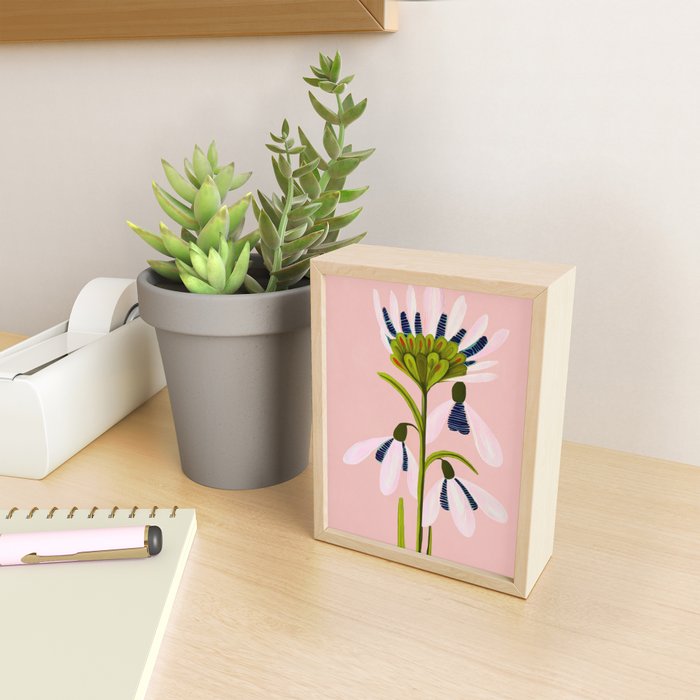 Snowdrop Trio on Blush Pink Mini Art Print Gallery Image 2