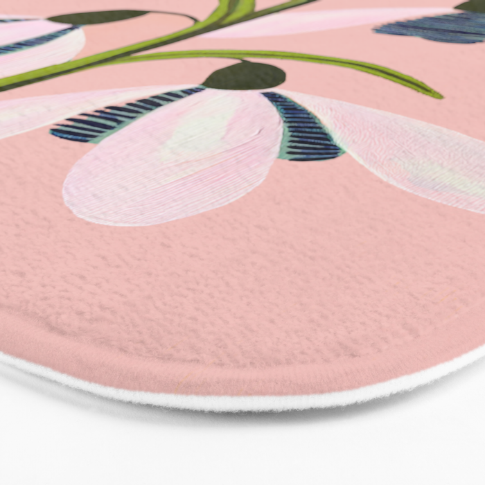 Snowdrop Trio on Blush Pink Bath Mat Gallery Image 3