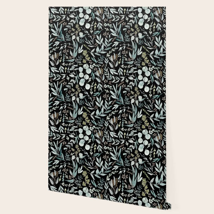 Black Eucalyptus Leaves Pattern Wallpaper Gallery Image 2