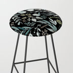 Black Eucalyptus Leaves Pattern Stool Gallery Image 2
