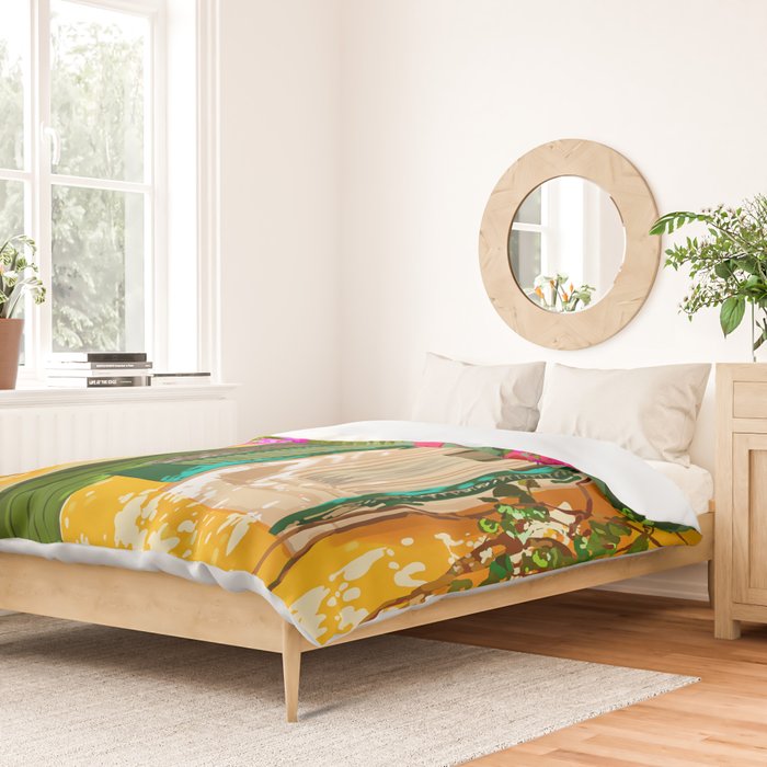 Living in the Sunshine. Always. | Summer Exotic Travel Architecture | Italy Sicily Boho Buildings Duvet Cover Gallery Image 2