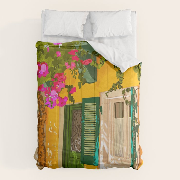 Living in the Sunshine. Always. | Summer Exotic Travel Architecture | Italy Sicily Boho Buildings Comforter Gallery Image 1