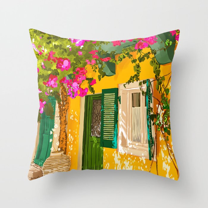 Living in the Sunshine. Always. | Summer Exotic Travel Architecture | Italy Sicily Boho Buildings Throw Pillow Gallery Image 6