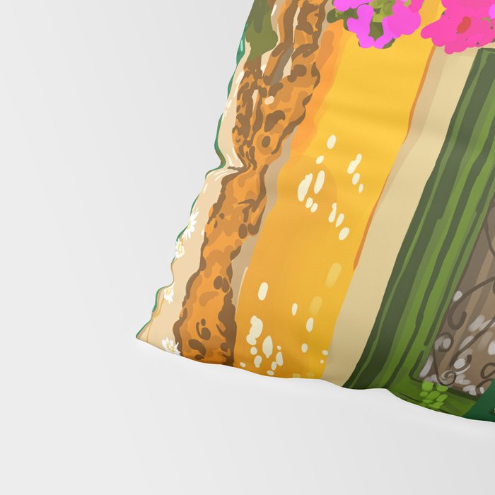 Living in the Sunshine. Always. | Summer Exotic Travel Architecture | Italy Sicily Boho Buildings Pillow Sham Gallery Image 4