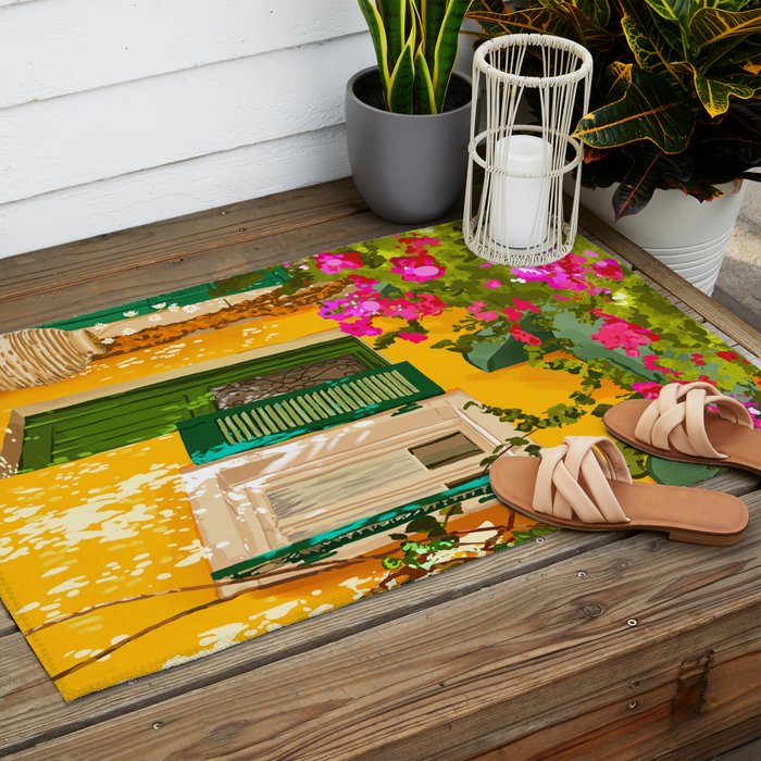 Living in the Sunshine. Always. | Summer Exotic Travel Architecture | Italy Sicily Boho Buildings Outdoor Rug Gallery Image 2