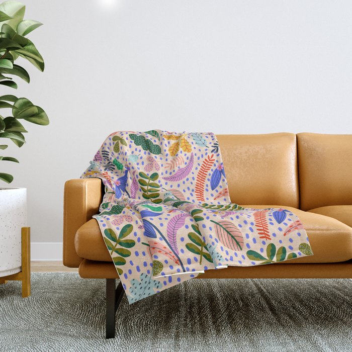 Colorful Plants  Throw Blanket Gallery Image 1