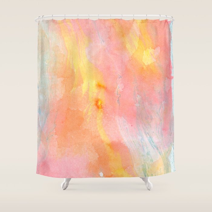 Abundance - abstract pink marbling painting Shower Curtain Gallery Image 1