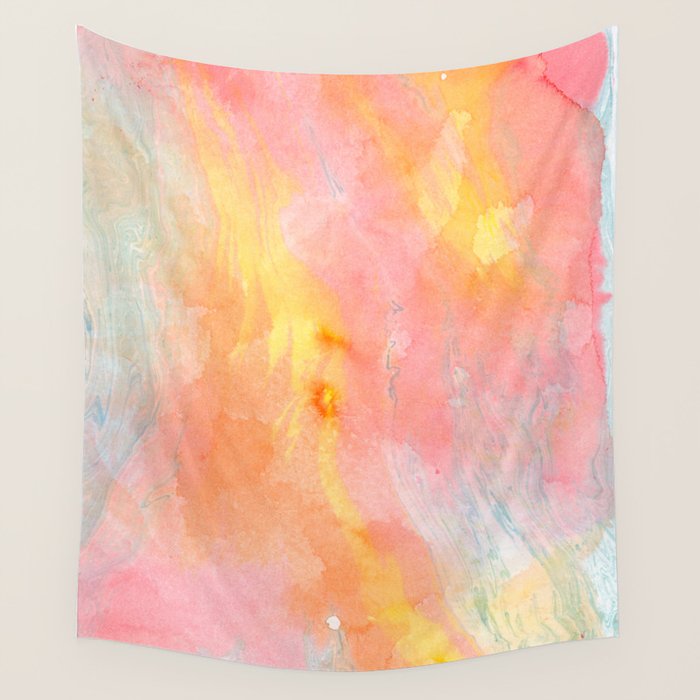 Abundance - abstract pink marbling painting Wall Tapestry Gallery Image 4