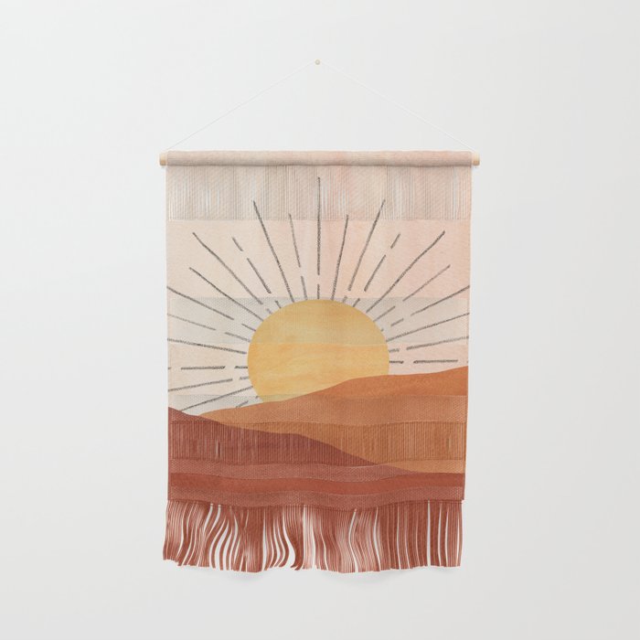 Abstract terracotta landscape, sun and desert, sunrise #1 Wall Hanging Gallery Image 1