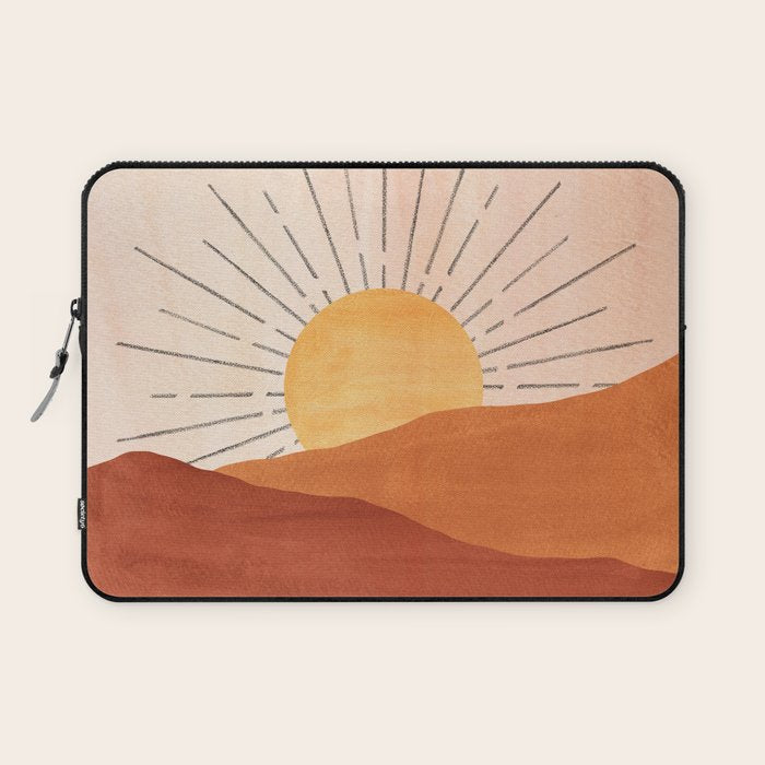 Abstract terracotta landscape, sun and desert, sunrise #1 Laptop Sleeve Gallery Image 1