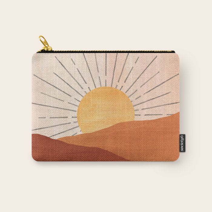 Abstract terracotta landscape, sun and desert, sunrise #1 Carry All Pouch Gallery Image 1