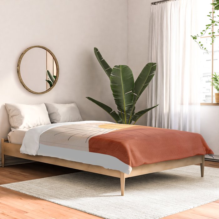 Abstract terracotta landscape, sun and desert, sunrise #1 Comforter Gallery Image 2