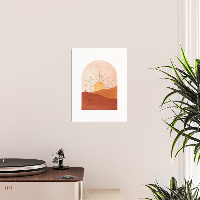 Abstract terracotta landscape, sun and desert, sunrise #1 Poster Gallery Image 2
