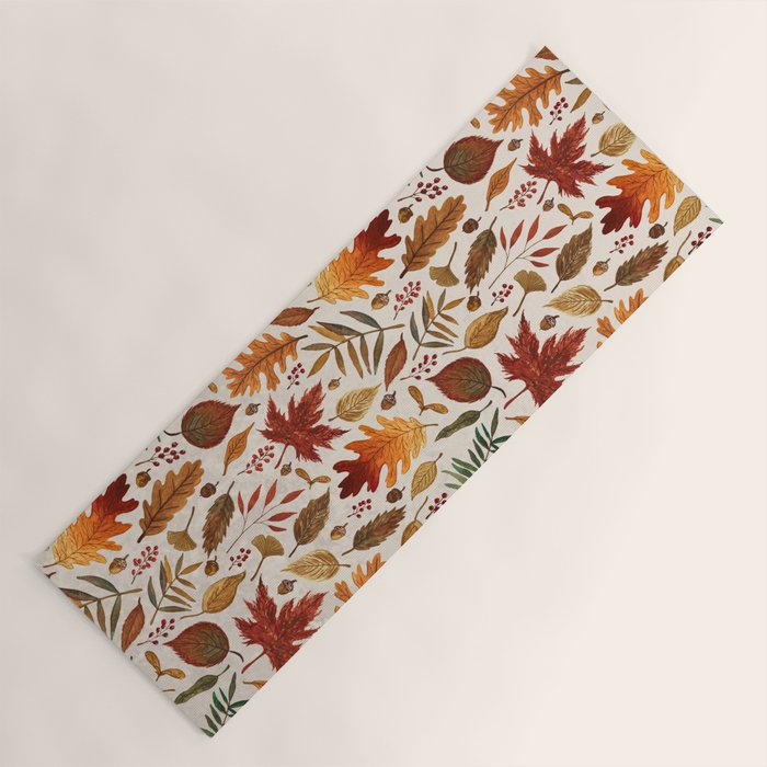 Watercolor Fall Leaves Yoga Mat Gallery Image 1