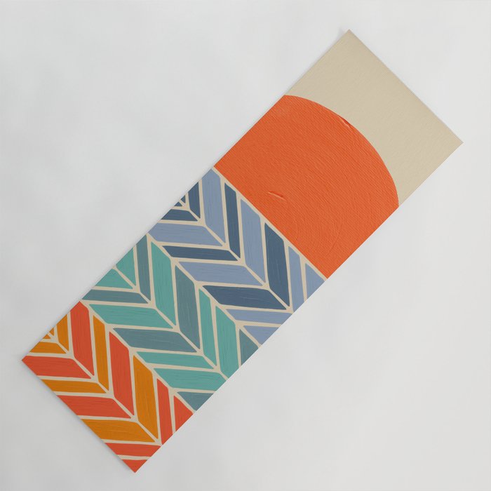 Retro Sunset - Blue & Orange Yoga Mat Gallery Image 1