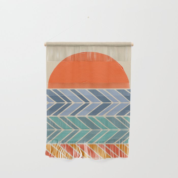 Retro Sunset - Blue & Orange Wall Hanging Gallery Image 1