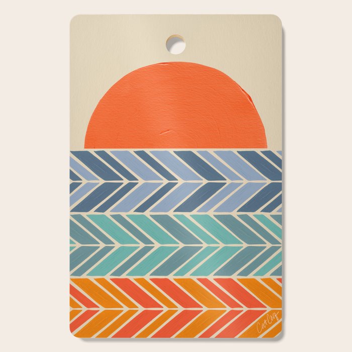 Retro Sunset - Blue & Orange Cutting Board Gallery Image 1
