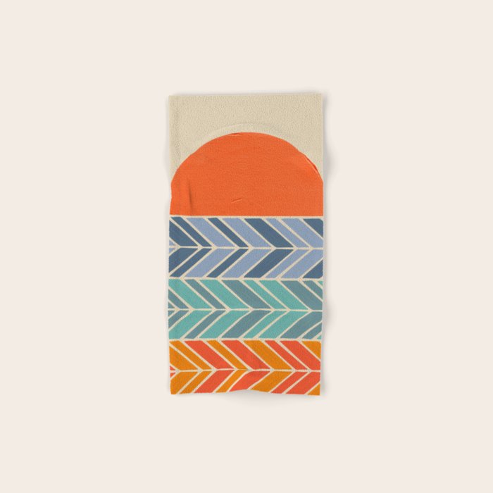 Retro Sunset - Blue & Orange Bath Towel Gallery Image 1