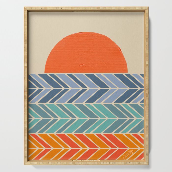 Retro Sunset - Blue & Orange Serving Tray Gallery Image 1