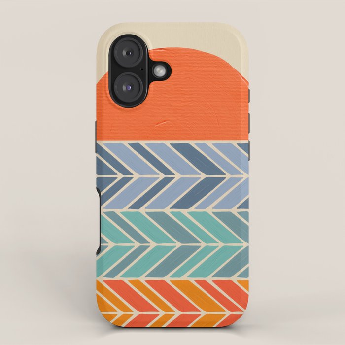 Retro Sunset - Blue & Orange iPhone Case Gallery Image 1
