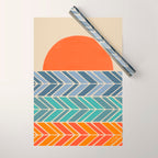 Retro Sunset - Blue & Orange Wrapping Paper Gallery Image 1