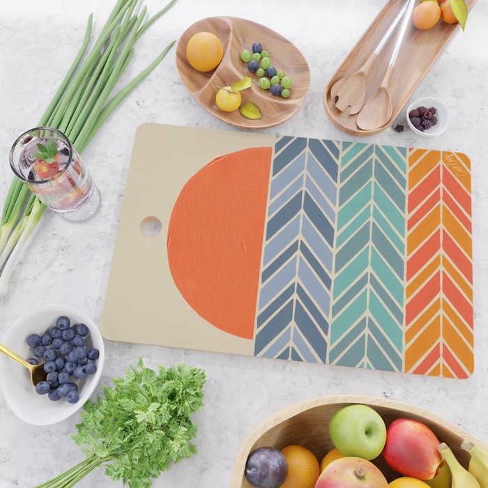 Retro Sunset - Blue & Orange Cutting Board Gallery Image 2