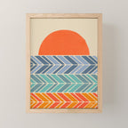 Retro Sunset - Blue & Orange Mini Art Print Gallery Image 1