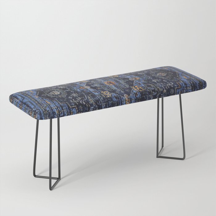 Dark Vintage Traditional Oriental Rug Bench Gallery Image 1