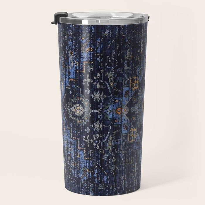 Dark Vintage Traditional Oriental Rug Travel Mug Gallery Image 3