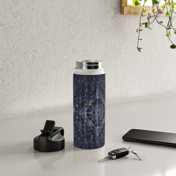 Dark Vintage Traditional Oriental Rug Water Bottle Gallery Image 4